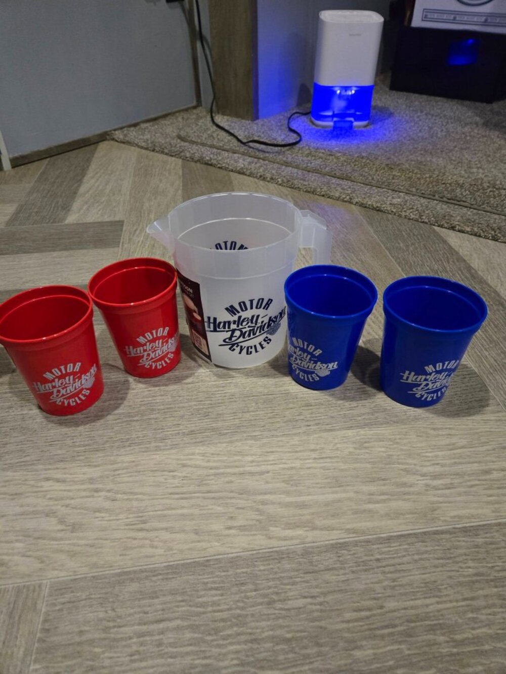 Harley Davidson Plastic Pitcher With Four Cups